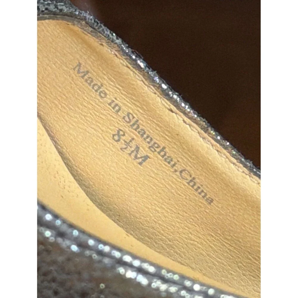 Kate Spade Bow Peep Toe Heels Metallic Pewter Pumps Size 8.5M Wedding Party
